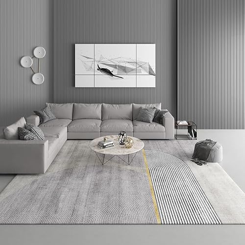 Rururug Teppich Moderne Wohndekoration großer Teppich weich rutschfest Fußmatte für Wohnzimmer Küche Schlafzimmer Modernes Geometrisches Patchwork in Grau 100 x 160 cm von Rururug