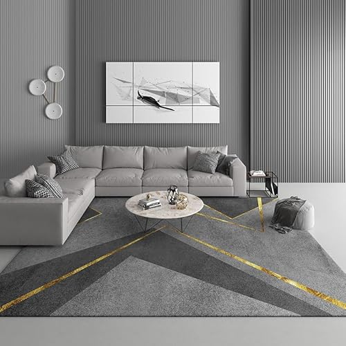 Rururug Teppich Moderne Wohndekoration großer Teppich weich rutschfest Fußmatte für Wohnzimmer Küche Schlafzimmer Modernes Geometrisches Patchwork in Grau 100 x 160 cm von Rururug