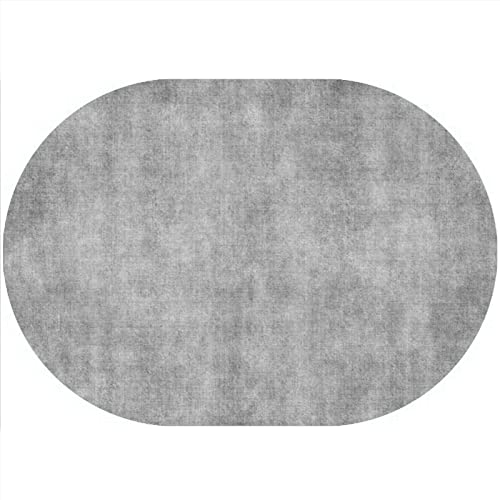 Rururug Teppich Oval Moderner Läufer Orientteppich Kurzflor Flur Schlafzimmer Küche Wohnzimmer rutschfest Waschbar, hellgrau, einfarbig Oval 80 x 150 cm von Rururug