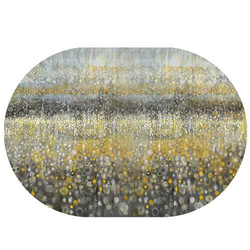 Rururug Teppich Oval Weich Kurzflor Flurläufer rutschfest Waschbar Teppiche Korridor Bett Sofa Kinderzimmer,Regentropfen gelbes dekoratives Ölgemälde,Oval 90 x 150 cm Rururug Teppich Oval Weich Kurzflor Flurläufer rutschfest Waschbar Teppiche Korridor Bett Sofa Kinderzimmer,Regentropfen gelbes dekoratives Ölgemälde,Oval 90 x 150 cm von Rururug