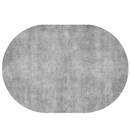 Rururug Teppich Oval Wohnzimmer Kurzflor mit Antirutschmatte Schlafzimmer Teppiche Anti-Rutsch Unterseite fürs Sofa,einfarbig grau, helle Farbe,Oval 120 x 160 cm von Rururug