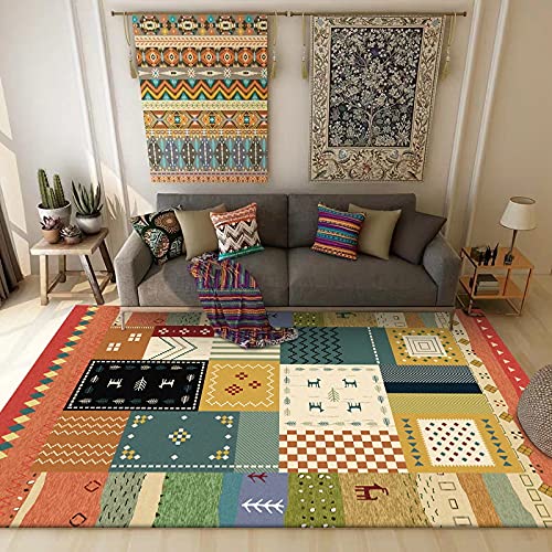 Rururug Teppich Quadratisch 100 x 100 cm Weich Kurzflor rutschfest Waschbar Teppiche Holzboden Dekoration Sofa Tisch Stuhl,Mehrfarbiges Patchwork-Design 100 x 100 cm von Rururug