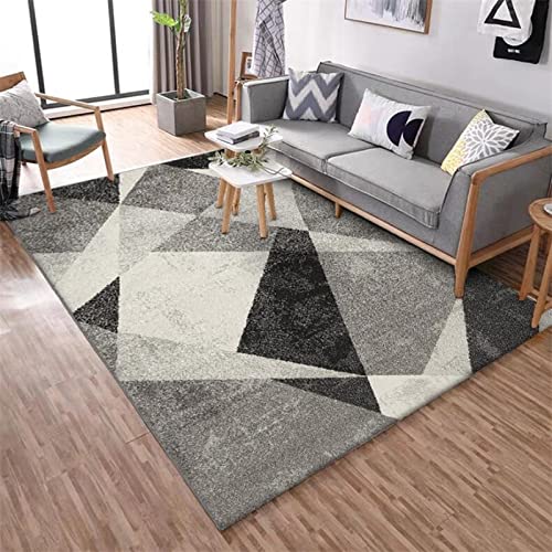 Rururug Teppich Quadratisch Kurzflor Teppiche Sofa Büro Haus Dekoration Esszimmer Wohnzimmer Schlafzimmer Dekoration,schwarz grau geometrisch Square 150 x 150 cm von Rururug