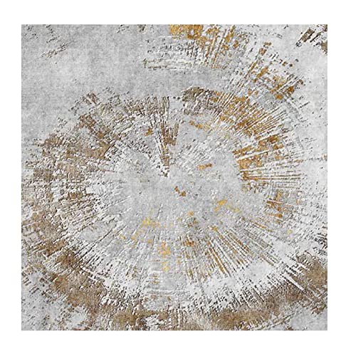 Rururug Teppich Quadratisch Wohnzimmer Kurzflor mit Antirutschmatte Schlafzimmer Waschbar Teppiche Anti-Rutsch Unterseite Sofa, grau, gelbbrauner Besatz Square 150 x 150 cm Rururug Teppich Quadratisch Wohnzimmer Kurzflor mit Antirutschmatte Schlafzimmer Waschbar Teppiche Anti-Rutsch Unterseite Sofa, grau, gelbbrauner Besatz Square 150 x 150 cm von Rururug