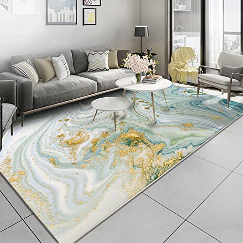 Rururug Teppich Rechteckig Anti-Rutsch Home Office Esszimmer Wohnzimmer Schlafzimmer Küche Konferenzraum Kurzflor Teppiche, Dekoration grünem Gold mit Meerwassermuster Rectangular 200 x 300 cm von Rururug