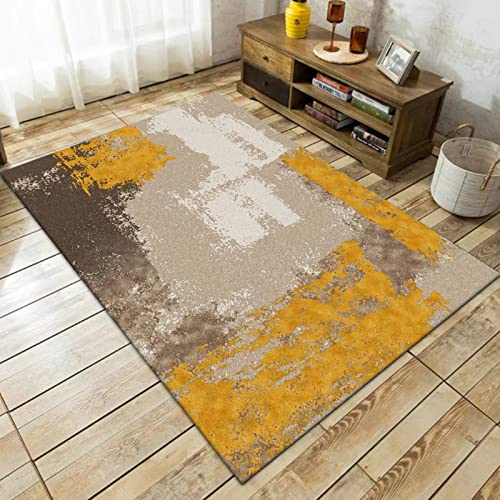 Rururug Teppich Rechteckig Wohnzimmer Modern Vintage Teppichläufer Flur Schlafzimmer Küche Wohnzimmer Korridor, braun gelb nordisches Design Rectangular 120 x 200 cm von Rururug