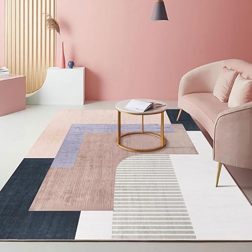 Rururug Teppich Wohnzimmer 110 x 150 cm Waschbar mit Anti Rutsch Unterseite, für Küche, Flur, Badezimmer, Schlafzimmer und Büro geeignet Modernes Patchwork geometrisch rosa Rururug Teppich Wohnzimmer 110 x 150 cm Waschbar mit Anti Rutsch Unterseite, für Küche, Flur, Badezimmer, Schlafzimmer und Büro geeignet Modernes Patchwork geometrisch rosa von Rururug