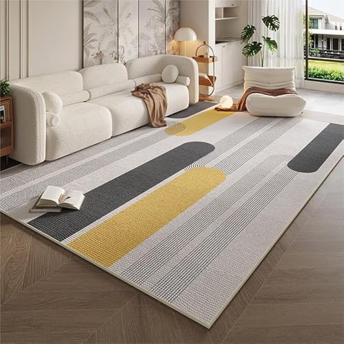 Rururug Teppich Wohnzimmer Teppich groß für Schlafzimmer rutschfest waschbar Abstrakte Geometrische Linien Braun 160 x 200 cm von Rururug