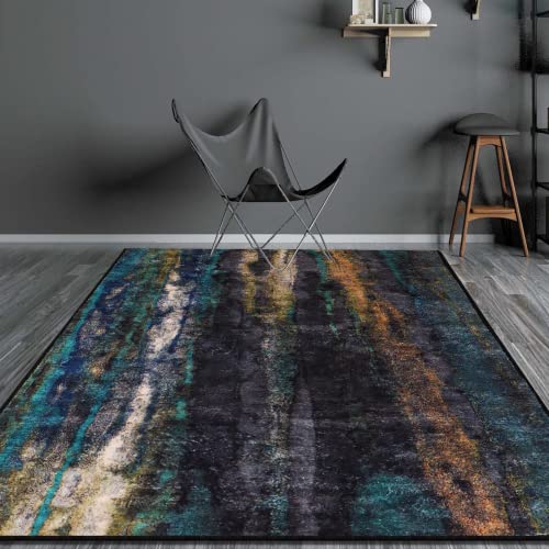 Rururug Teppiche Modern Designer Kurzflor Teppich Abstrakter dunkelgrüner Teppich Wohnzimmer, Schlafzimmer, Flur, Wintergarten, Lounge, Büro Teppich. (Dunkelgrüner Abstrakter Teppich, 200x300cm) von Rururug