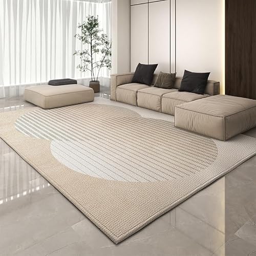 Rururug Teppichwohnzimmer Kurzflor rutschfest Waschbarer Wohnzimmer Schlafzimmer Teppich Gegend Weicher Modern Design Carpet Moderne Geometrische Linien Braun 100 x 100 cm von Rururug