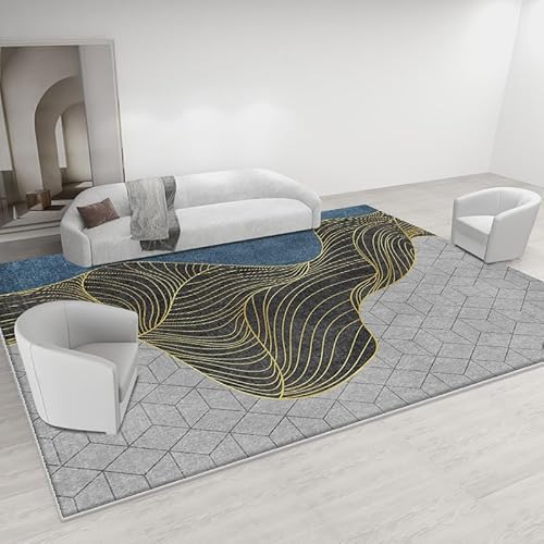 Rururug Wohnzimmer Teppich Waschbar Kurzflor 200 x 250 cm, Schlafzimmer Teppich mit Anti-Rutsch, für Esszimmer, Küche und Badezimmer Modernes geometrisches Grau Rururug Wohnzimmer Teppich Waschbar Kurzflor 200 x 250 cm, Schlafzimmer Teppich mit Anti-Rutsch, für Esszimmer, Küche und Badezimmer Modernes geometrisches Grau von Rururug