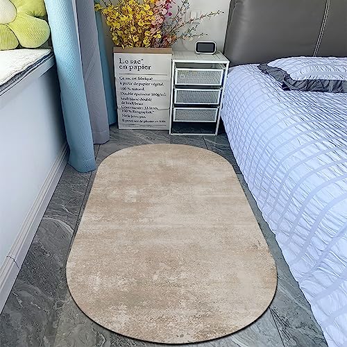 SRTJURFG Modern Designer Teppiche Oval Groß Teppiche Kinderteppiche Wohnzimmer Flauschige Groß Schutzmatten Abstrakte Tinte und Wash Hellbraun, 70 x 100 cm von Rururug