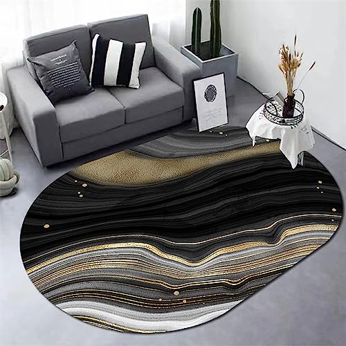 SRTJURFG Moderner Anti-Rutsch-Teppich Designer-Teppich Großer ovaler Teppich Wohnzimmer Schlafzimmer Esszimmer Schutzmatten Schwarz und Gold Steinmuster, 160 x 230 cm SRTJURFG Moderner Anti-Rutsch-Teppich Designer-Teppich Großer ovaler Teppich Wohnzimmer Schlafzimmer Esszimmer Schutzmatten Schwarz und Gold Steinmuster, 160 x 230 cm von Rururug