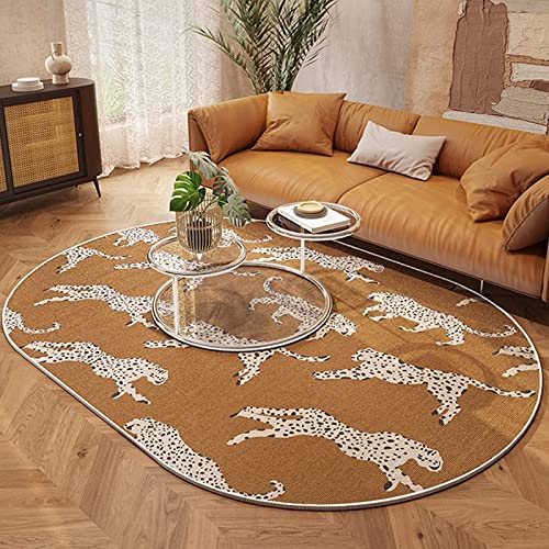 SRTJURFG Ovaler Teppich für den Innenbereich, Schlafzimmer Teppich, Weich, Oval, rutschfest Brauner Leoparden-Print großer Raumdekorateur- Bodenteppich 140 x 200 cm SRTJURFG Ovaler Teppich für den Innenbereich, Schlafzimmer Teppich, Weich, Oval, rutschfest Brauner Leoparden-Print großer Raumdekorateur- Bodenteppich 140 x 200 cm von Rururug
