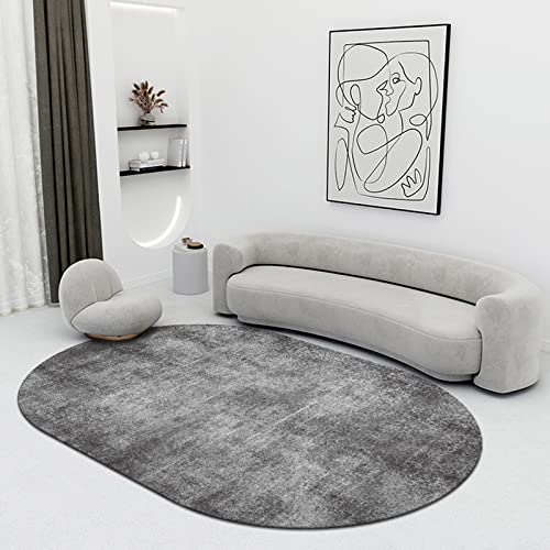 SRTJURFG Teppich Oval Anti-Rutsch, Kurzflor Area Teppiche Abstraktes einfarbiges Grau Kinderteppiche Flauschige Groß Schutzmatten 70 X 140 cm SRTJURFG Teppich Oval Anti-Rutsch, Kurzflor Area Teppiche Abstraktes einfarbiges Grau Kinderteppiche Flauschige Groß Schutzmatten 70 X 140 cm von Rururug
