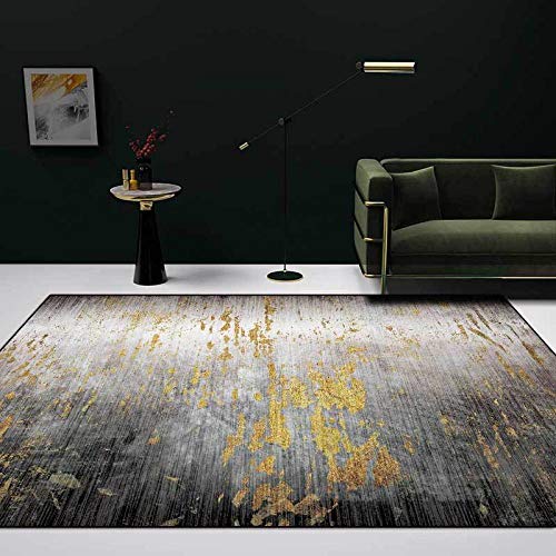 Rururug Teppich Große Wohnzimmer Schlafzimmer Teppiche Fashion Industrial Style grau schwarz Gold Weiche Moderne Teppiche Geeignet für Wohnkultur 120 x 160 cm (47'' x 63'') von Rururug