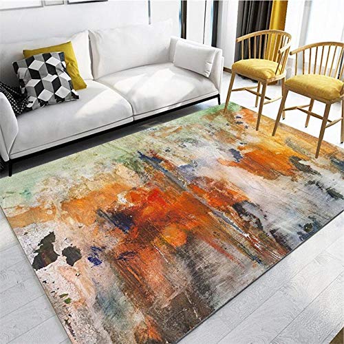 Rururug Teppich Große Wohnzimmer Schlafzimmer Teppiche Nordisches Aquarell orange Tinte abstraktes Ölgemälde Weiche Moderne Teppiche Geeignet für Wohnkultur 200 x 300 cm (79'' x 118'') von Rururug