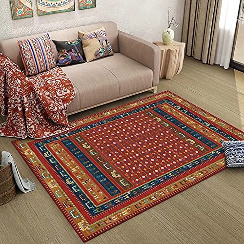 Rururug Teppich Rechteckig Läufer Flur Korridor rutschfest leicht abwaschbar Modern Waschbar Designer Wohnzimmer Esszimmer Gästezimmer, rotbrauner geometrischer Bandrand 100 x 160 cm Rururug Teppich Rechteckig Läufer Flur Korridor rutschfest leicht abwaschbar Modern Waschbar Designer Wohnzimmer Esszimmer Gästezimmer, rotbrauner geometrischer Bandrand 100 x 160 cm von Rururug
