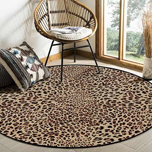 Teppich Rund rutschfest Waschbar Küchenteppich Sexy Leopard für Wohnzimmer Kinderteppiche Flauschige Runden Groß Schutzmatten ø 90CM von Rururug