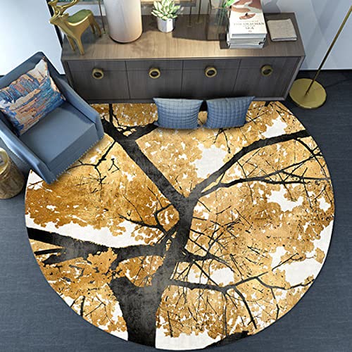 Teppiche Modern Designer Runden Groß Vintage goldgelbe Blätter für Wohnzimmer Kinderteppiche Runden Groß Schutzmatten ø 150CM von Rururug