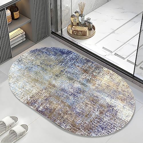UYWEGRFK Teppich Wohnzimmer Teppich groß für Schlafzimmer rutschfest waschbar Oval abstrakte Tinte dunkelblau braun 170 x 240 cm von Rururug