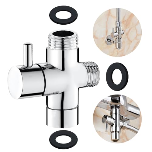 Rusee 3 Wege Umschaltventil G 1/2 Zoll Ventil Umschaltventil Messing Massiv Dusche Adapter Brause Ersatzteil Chrom poliert von Rusee