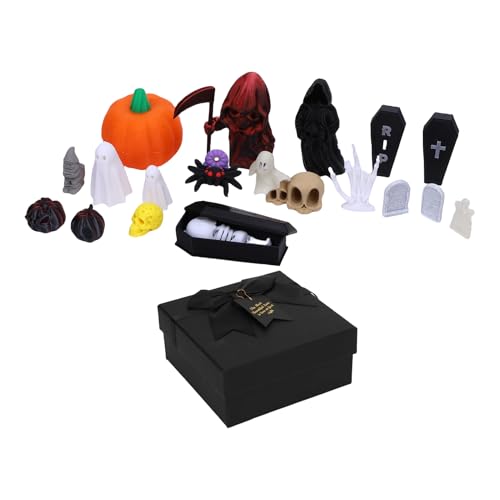 Rushbom 20pcs Halloween Mini Figuren Mini -Schädelköpfe, Ghost Skull Ornamente 3D Bedruckte Grabsteine Särge Spinnen Katze Miniaturfiguren für Zuhause Rushbom 20pcs Halloween Mini Figuren Mini -Schädelköpfe, Ghost Skull Ornamente 3D Bedruckte Grabsteine Särge Spinnen Katze Miniaturfiguren für Zuhause von Rushbom