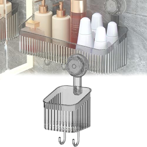 Durchsichtiger Wandhalter ohne Bohren, Badezimmer Duschkorb mit Saugnapf Abnehmbarer Wand-Duschkorb mit Haken(A) von Rusopobe