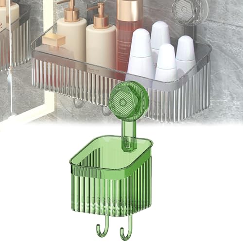 Durchsichtiger Wandhalter ohne Bohren, Badezimmer Duschkorb mit Saugnapf Abnehmbarer Wand-Duschkorb mit Haken(D) von Rusopobe