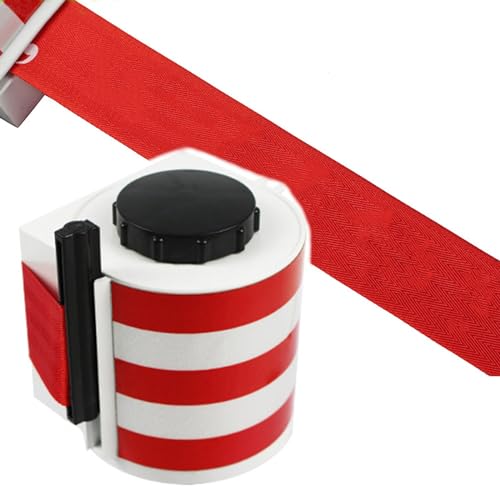 Rusopobe 5M Magnetisch Einziehbar Absperrband, Wand Montiert Absperrung Einziehbar Absperrständer Massenkontrolle Absperband reflektierende Absperrband(Red,5m/16.4ft) von Rusopobe