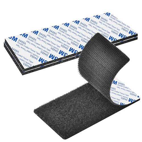 Klettband Selbstklebend Extra Stark, 2 Paare Klettverschluss Selbstklebender Schwarz Nylon Klebepads Klett Power Länge 20cm,Breit 10cm Klettbänder für Haus, Büro, Garage von Rusoz