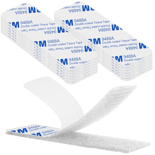 Rusoz Klettband Selbstklebend Extra Stark, 12 Paare Klebepads Doppelseitig Klettverschluss Selbstklebend Weiß Rechteck 3cm x10 cm Klebepads klett Power Für Die Wohndekoration von Rusoz