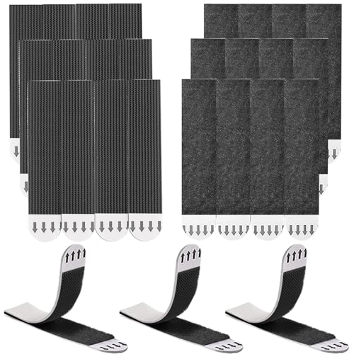 Rusoz 24 Stück Bilderhaken Selbstklebend Extra Stark, Poster Strips Bilderhaken Selbstklebend 20mm x 90mm klettband selbstklebend Schwarz Für Papier Kunststoff Glas Und Metall von Rusoz