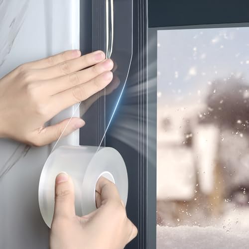 Rusoz Fensterdichtung Selbstklebend Wetter Abdichtung Band 3cm x 10m Dichtungsband Selbstklebend Wasserdicht Fenster Abdichten Innen Zugluft Für Windschutz und Staubschutz, Küchen, Bäder von Rusoz