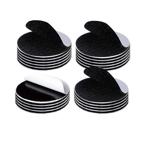 Rusoz Klettband Selbstklebend Extra Stark Rund, 20 Paare Klettpunkte Selbstklebend Schwarz mit 3.8cm Durchmesser Ideal für Klebefolie, Bücher und Hochwertige Klettpunkte für jede Anwendung von Rusoz