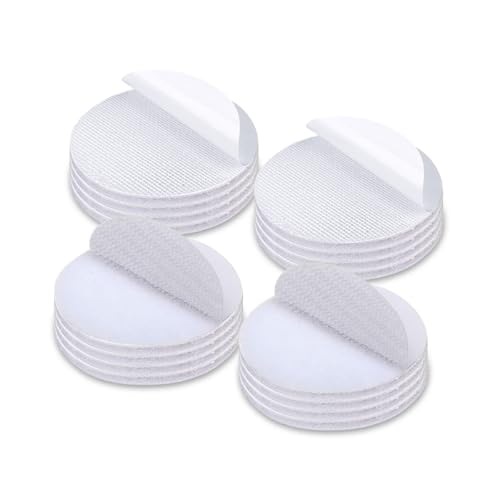 Rusoz Klettband Selbstklebend Extra Stark Rund, 20 Paare Klettpunkte Selbstklebend Weiß mit 3.8cm Durchmesser Ideal für Klebefolie, Bücher und Hochwertige Klettpunkte für jede Anwendung von Rusoz