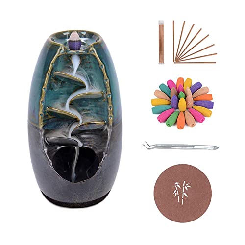 Rückfluss Weihrauchbrenner, Ruspela Keramik Wasserfall Rückfluss Räucherstäbchen Brenner, Beidseitiger Rückfluss Räucherstäbchen Brenner Keramik Halter Aromatherapie Ornament für Home Office Rückfluss Weihrauchbrenner, Ruspela Keramik Wasserfall Rückfluss Räucherstäbchen Brenner, Beidseitiger Rückfluss Räucherstäbchen Brenner Keramik Halter Aromatherapie Ornament für Home Office von Ruspela