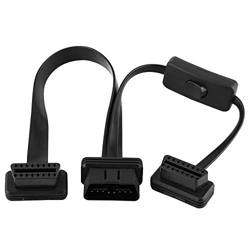 Ruspela OBD2-Kabel, OBD-II Splitter Y Kabel 16 Pin Stecker auf Dual Weibliche OBD2 Splitter Flache Verlängerung Kabel Adapter mit Schalter Full 16 Pin Pass durch Flache Nudel Kabel von Ruspela