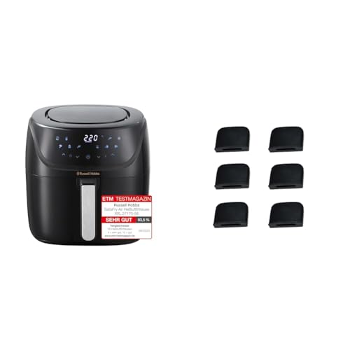 Russell Hobbs Heißluftfritteuse Set: XXL 8l [kompaktes Gehäuse | 7 Kochfunktionen|10 Programme] AirFryer 27170-56 + Ersatzteil Gummifüße für Grillplatte [6 Stück] N700685 von Russell Hobbs