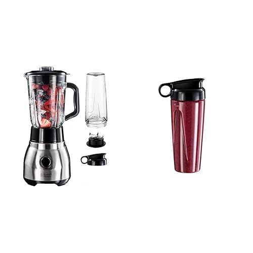 Bundle Set: Russell Hobbs Standmixer 2-in-1 [1,5l Glasbehälter Mixer & 0,6l Mini Smoothie Maker -To-Go-Trinkflasche inkl. Deckel] 23821-56 + Russell Hobbs Trinkflasche To-Go 700105 von Russell Hobbs