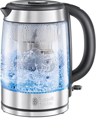 Russell Hobbs Wasserkocher Glas [BRITA Wasserfilter MAXTRA+ Einsatz] Clarity (1l+0,5l Filtereinsatz,2200W,LED Beleuchtung, inkl.Filterkartusche,Kalkfilter,Kartuschenwechselanzeige) Teekocher 20760-57 von Russell Hobbs