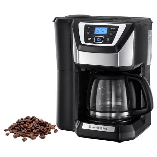 Russell Hobbs Kaffeemaschine mit Mahlwerk [Digitaler Timer, Brausekopf für optimale Extraktion&Aroma] Victory (max 12 Tassen, 1,5l Glaskanne, Mahlgradeinstellung) Filterkaffeemaschine 22000-56/RH von Russell Hobbs