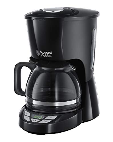 Russell Hobbs Kaffeemaschine [Digitaler Timer, Brausekopf für optimale Extraktion&Aroma] Textures+ (max 10 Tassen, 1,25l Glaskanne, Warmhalteplatte, Tropf-Stopp) Filterkaffeemaschine 22620-56, Schwarz von Russell Hobbs