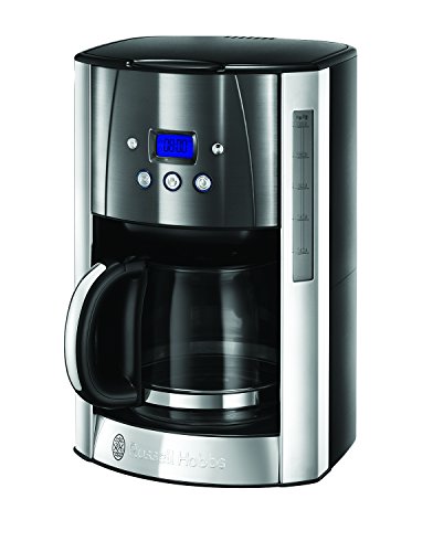 Russell Hobbs Kaffeemaschine [Digitaler Timer, Brausekopf für optimale Extraktion&Aroma] Luna Grau (max 12 Tassen, 1,5l Glaskanne, Warmhalteplatte, 1000W) Filterkaffeemaschine 23241-56 von Russell Hobbs