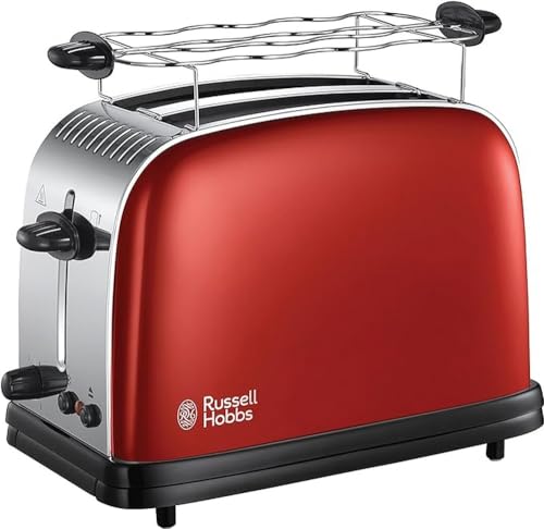 Russell Hobbs Toaster [für 2 Scheiben] Colours+ Edelstahl Rot (extra breite Toastschlitze, inkl. Brötchenaufsatz, 6 Bräunungsstufen + Auftaufunktion, Lift & Look-Funktion, 1670W) 23330-56 von Russell Hobbs