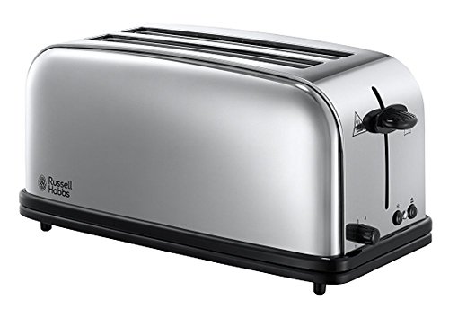 Russell Hobbs Toaster [2-Schlitz-Langschlitz für 4 Scheiben/2 breite Brotscheiben] Victory Edelstahl (extra breite Toastschlitze, Brötchenaufsatz, 6 Bräunungsstufen + Auftau-&Aufwärmfunktion) 23520-56 von Russell Hobbs