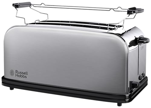 Russell Hobbs Toaster [2-Schlitz-Langschlitz für 4 Scheiben / 2 breite Brotscheiben] Adventure Edelstahl (extra breite Toastschlitze, inkl. Brötchenaufsatz, 6 Bräunungsstufen + Auftaufunktion)23610-56 von Russell Hobbs