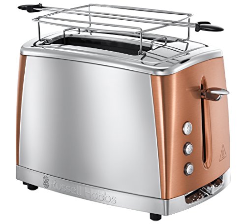 Russell Hobbs Toaster [für 2 Scheiben] Luna Edelstahl Kupfer (extra breite Toastschlitze, inkl. Brötchenaufsatz, 6 Bräunungsstufen + Auftau- & Aufwärmfunktion, 1550W) 24290-56 von Russell Hobbs