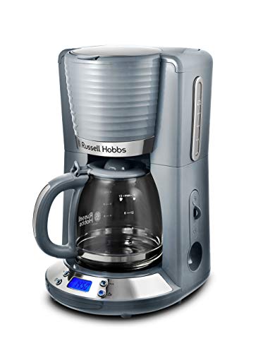 Russell Hobbs Kaffeemaschine [Digitaler Timer, Brausekopf für optimale Extraktion&Aroma] Inspire Grau (max 10 Tassen, 1,25l Glaskanne, Warmhalteplatte, 1100W) Filterkaffeemaschine 24393-56 von Russell Hobbs