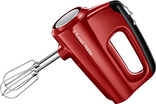 Russell Hobbs Handmixer [Handrührgerät] Desire Rot (5 Geschwindigkeitsstufen+Turbofunktion, 2 spülmaschinengeeignete Rührbesen & Knethaken, Auswurftaste, aufrechte Parkposition) Handrührer 24670-56 von Russell Hobbs